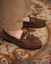 Brown Suede Leather Savile Horsebit Loafers – Handcrafted Luxury Slip-On Dress Shoes