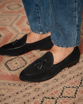 Dark blue Suede Leather Monaco Tassel Loafers – Handcrafted Luxury Slip-On Dress Shoes