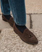 Dark brown Suede Leather Beaumont Tassel Loafers – Handcrafted Luxury Slip-On Dress Shoes