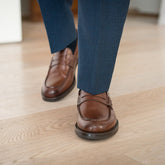 Brown Smooth Leather Laurent Penny Loafers – Handcrafted Luxury Slip-On Dress Shoes