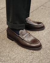Dark brown Smooth Leather Ellington Penny Loafers – Handcrafted Luxury Slip-On Dress Shoes