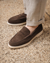 Dark brown Suede Leather Oxford Casual Loafers – Handcrafted Luxury Slip-On Dress Shoes