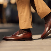 Dark brown Cordovan Leather Brooks Penny Loafers – Handcrafted Luxury Slip-On Dress Shoes