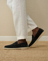 Black Suede Leather Maddox Casual Loafers – Handcrafted Luxury Slip-On Dress Shoes