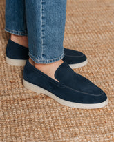 Blue Suede Leather Leopold Casual Loafers – Handcrafted Luxury Slip-On Dress Shoes
