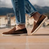 Tobacco brown Suede Leather Pembroke Casual Loafers – Handcrafted Luxury Slip-On Dress Shoes