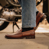 Brown Smooth Leather Bellamy Penny Loafers – Handcrafted Luxury Slip-On Dress Shoes