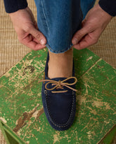 Blue Suede Leather Sinclair Classic Loafers – Handcrafted Luxury Slip-On Dress Shoes