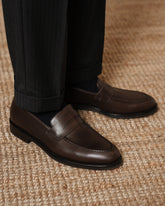 Dark brown Smooth Leather Hudson Penny Loafers – Handcrafted Luxury Slip-On Dress Shoes