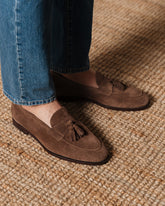 Dark brown Suede Leather Cedric Tassel Loafers – Handcrafted Luxury Slip-On Dress Shoes
