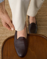 Dark brown Deer Leather Marlowe Casual Loafers – Handcrafted Luxury Slip-On Dress Shoes