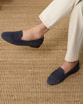 Blue Washed Suede Leather Calloway Casual Loafers – Handcrafted Luxury Slip-On Dress Shoes