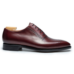 Valente Regal: Elegant Wingtip Oxford Burgundy Leather Formal Shoes with Detailing