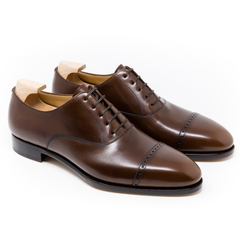 Aurelius Prime: Handcrafted Brogue Toe Cap Oxford Brown Leather Formal Shoes