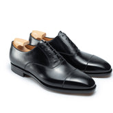 Aurelius Tan: Classic Toe Cap Oxford Black Leather Formal Shoes