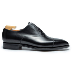Aurelius Tan: Classic Toe Cap Oxford Black Leather Formal Shoes