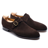 Brown Suede Double Monk Strap Shoes for Men – Handmade Luxury Footwear