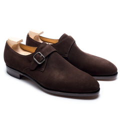 Brown Suede Double Monk Strap Shoes for Men – Handmade Luxury Footwear