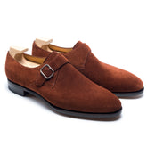 Brown Suede Double Monk Strap Shoes for Men – Handmade Luxury Footwear