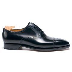 Adrian Noble: Polished Oxford Black Leather Formal Shoes – Full Brogue Style
