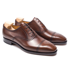 Lucian Prestige: Elegant Oxford light brown Leather Formal Shoes – Full Brogue Edition