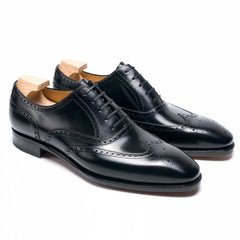 Edric Monarch: Classic Brogue Oxford Black Leather Formal Shoes for Office Wear