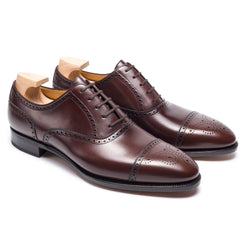 Lucian Prestige: Elegant Oxford Brown Leather Formal Shoes – Full Brogue Edition