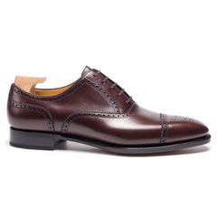 Lucian Prestige: Elegant Oxford Brown Leather Formal Shoes – Full Brogue Edition