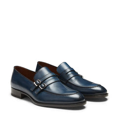 Navy Blue Monk Strap Loafers | Men's Leather Dress Shoes