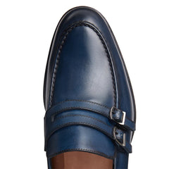 Navy Blue Monk Strap Loafers | Men's Leather Dress Shoes
