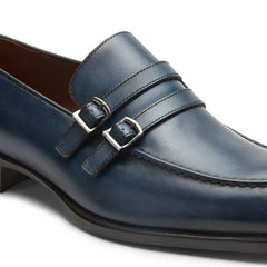 Navy Blue Monk Strap Loafers | Men's Leather Dress Shoes