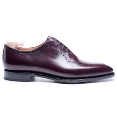 Benedict Luxe: Polished Brogue Oxford Burgundy Leather Formal Shoes for Gentlemen