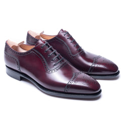 Victor Luxe: Premium Brogue Toe Cap Oxford Burgundy Leather Formal Shoes – Luxury Style