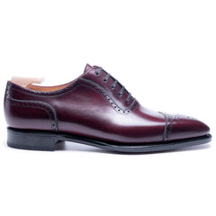 Victor Luxe: Premium Brogue Toe Cap Oxford Burgundy Leather Formal Shoes – Luxury Style