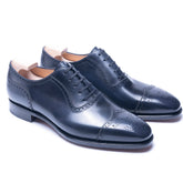 Victor Noir: Elegant Oxford Navy Blue Leather Formal Shoes – Wingtip Detailing