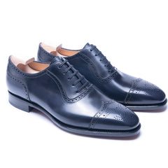 Victor Noir: Elegant Oxford Navy Blue Leather Formal Shoes – Wingtip Detailing