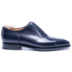 Victor Noir: Elegant Oxford Navy Blue Leather Formal Shoes – Wingtip Detailing