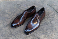 Moc Toe Single Monk – Burnished Brown with Hand-Stitched Apron