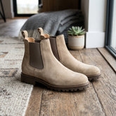 Beige Suede Leather Cavave Leather Formal Boots