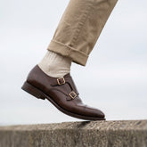 Brown Leather Elvaevin Classic Monk Strap Leather Shoes - Classic Men's Formal Office Dress Shoes