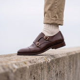 Brown Leather Elvius Single Monk Strap Dress Shoes - Luxury Men's Formal Dress Shoes