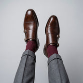 Brown Leather Elveox Leather Monk Strap Formal Shoes - Elegant Men's Business Dress Shoes