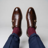 Brown Leather Elvara Classic Monk Strap Leather Shoes - Classic Men's Formal Office Dress Shoes