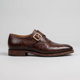 Brown Leather Dovioero Single Monk Strap Dress Shoes - Luxury Men's Formal Dress Shoes