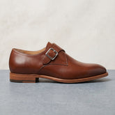 Tan Leather Doviais Leather Monk Strap Formal Shoes - Elegant Men's Business Dress Shoes