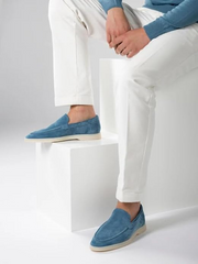 Summer Luxe: Premium Light Blue Suede Loafers