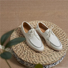 Boat Shoes – Sand White with Rubber Sole
