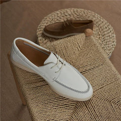 Boat Shoes – Sand White with Rubber Sole