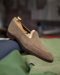 “SuaveStep” Taupe Suede Loafers – Handmade Luxury Slip-On Shoes for Men