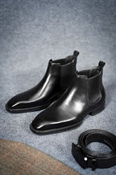 Black Leather Bradford Luxe Brogue Chelsea Boots